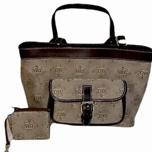 Dooney & Bourke Signature Logo Vintage East/West Shoulder Tote & Matching Wallet